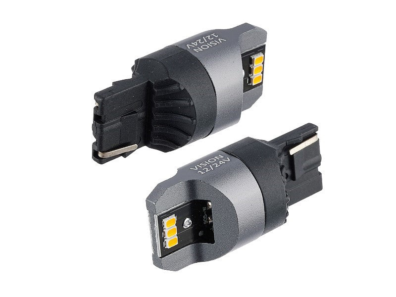 Izzó VISION WY21W T20d 1224V 6x 3020 SMD LED nem poláris CANBUS narancssárga 2 db – kép 2