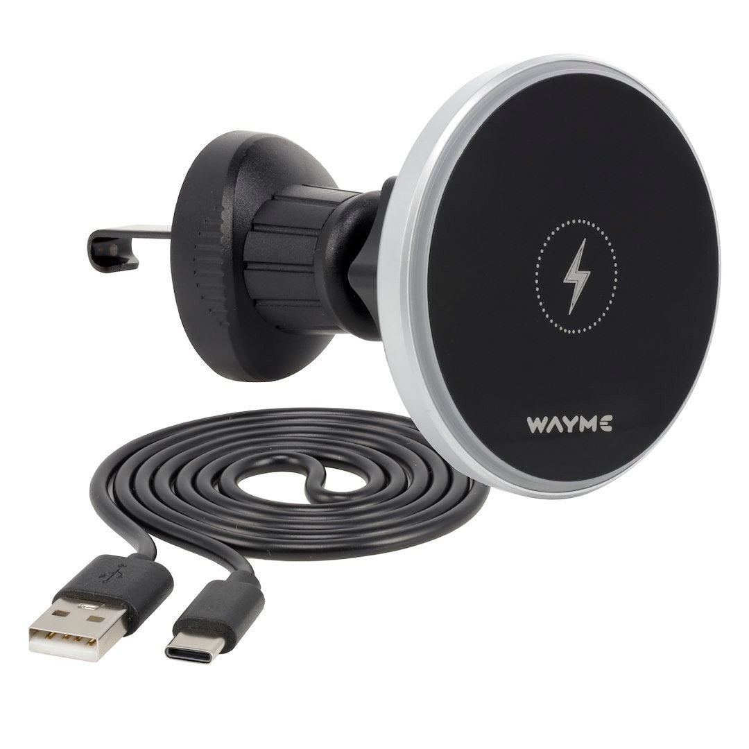 WAYME Mágneses alumínium szellőzőtartó 15W os induktív töltővel USB kábel > USB C 100 cm – kép 2