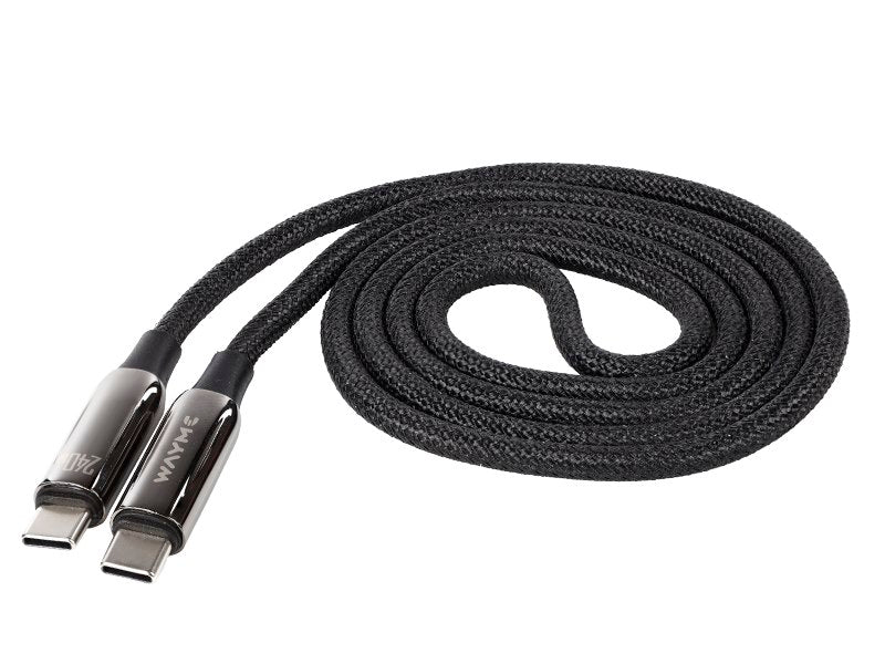 WAYME töltő és szinkronizáló kábel fonott mikroszálas 100 cm USB C > USB C PD max 240W – kép 2