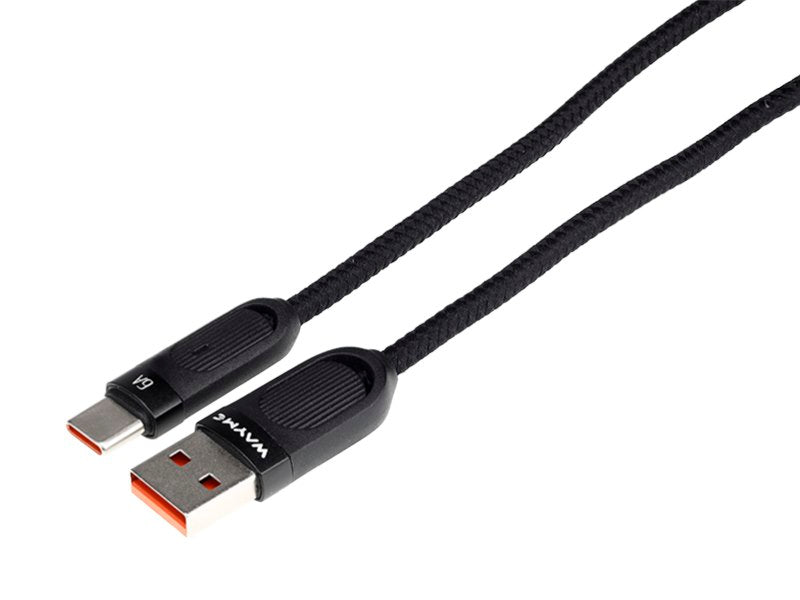 WAYME Mikroszálas fonott töltő és szinkronizáló kábel spirál 50 180 cm USB > USB C Max 100W fekete – kép 2