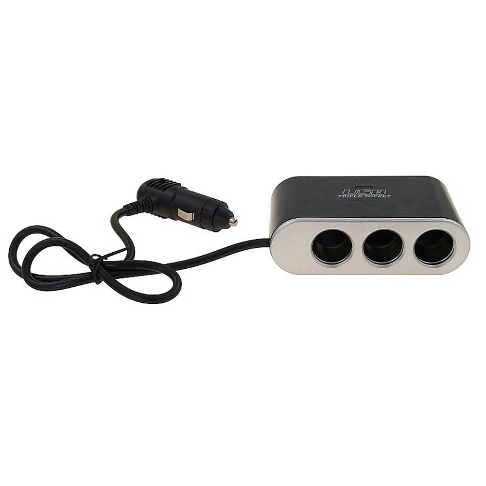 Háromágú szivargyújtó elosztó kapcsolókkal és USB porttal (12–24V)