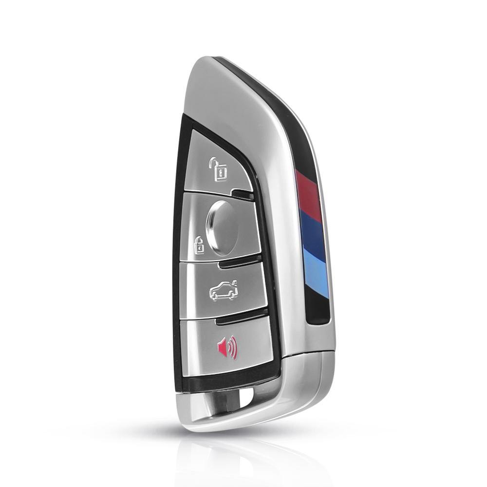 Krómozott, 4 gombos BMW kulcs, kulcsház.