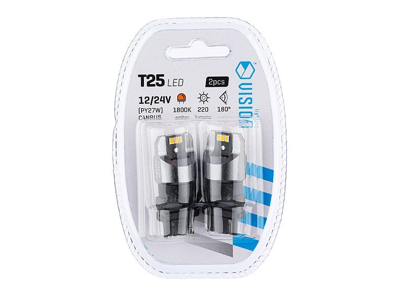 Izzó VISION PY27W T25 1224V 6x 3020 SMD LED nem poláris CANBUS narancssárga 2 db – kép 3