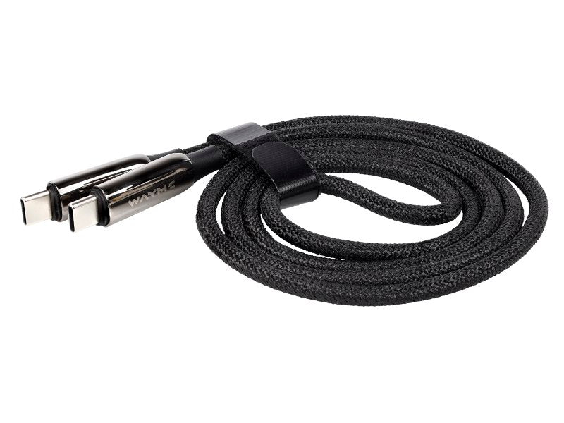 WAYME töltő  és szinkronizáló kábel fonott mikroszálas 100 cm USB C > USB C PD max 240W – kép 3