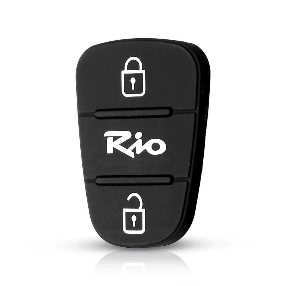 Fekete színű, 3 gombos Kia Rio gombsor. Fehér mintával.
