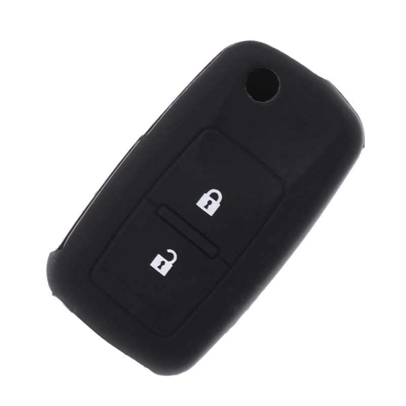 Fekete színű, 2 gombos Skoda bicskakulcs szilikon tok.