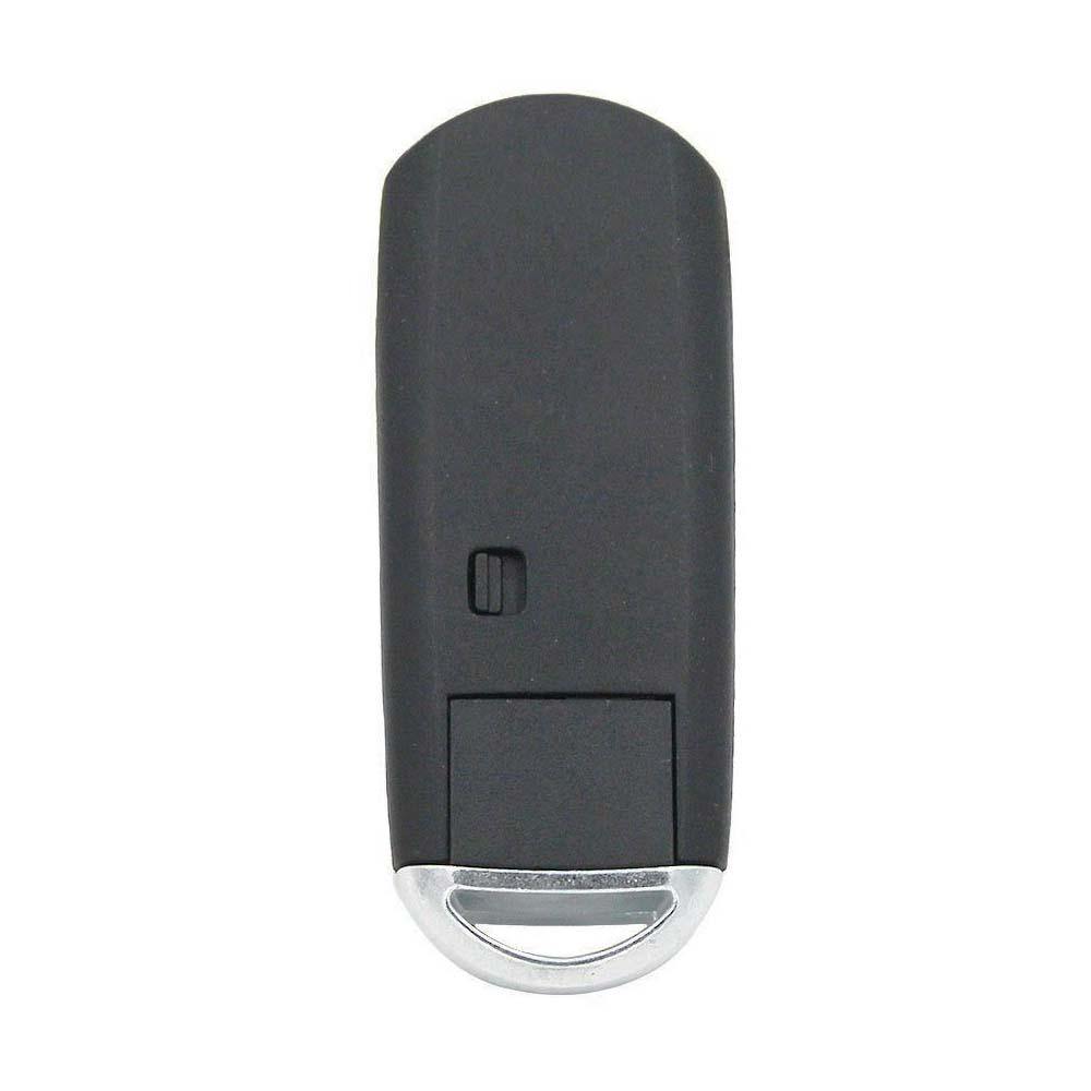 Fekete színű, 2 gombos Mazda kulcsház, kulcs hátulja.